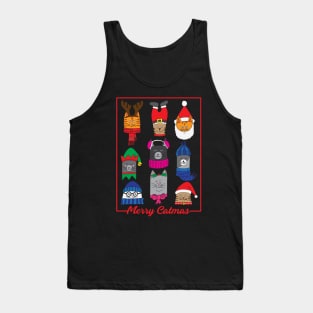 Merry Catmas Cats in Christmas Hats Tank Top